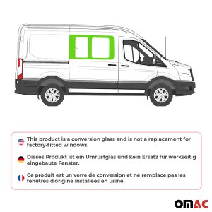 Ford Transit Front Side Sliding Window Glass - Front Right - Omac - Galaxy - 2015